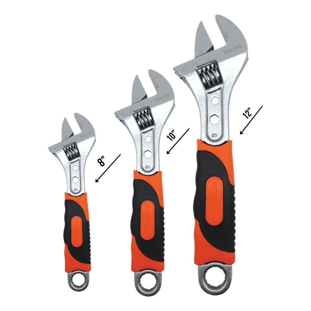 Kit 3 Chaves Inglesa Com Boca Ajustável  8" 10" E 12" Polegadas Profissional