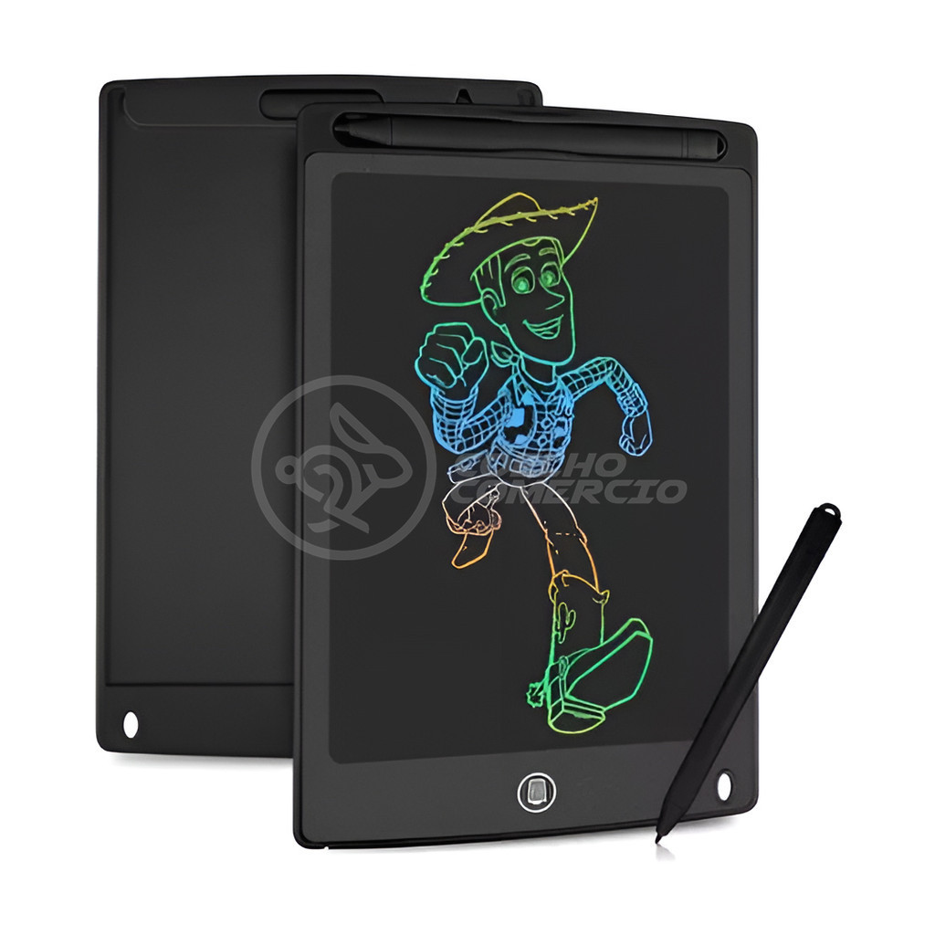 Lousa Mágica Digital Preta de 10" Desenhos e Anotações Coloridas Botão de Apagar Tablet T…