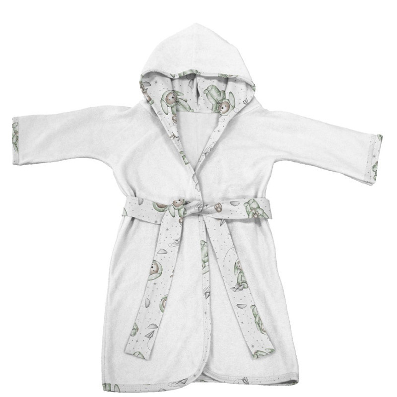 Roupão Infantil Tecebem Com Capuz Malha Yan Plush Atoalhado Branco