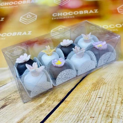 10~50 CAIXA P/ 08 DOCES ACETATO INCOLOR 5030 8X16X4 (IDEIA) ESSENCIAL (CHOCO)
