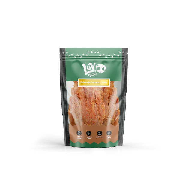 Mordedor Natural Pet Petisco Cão Peito de Frango 100g para Cachorro Gato - Luv