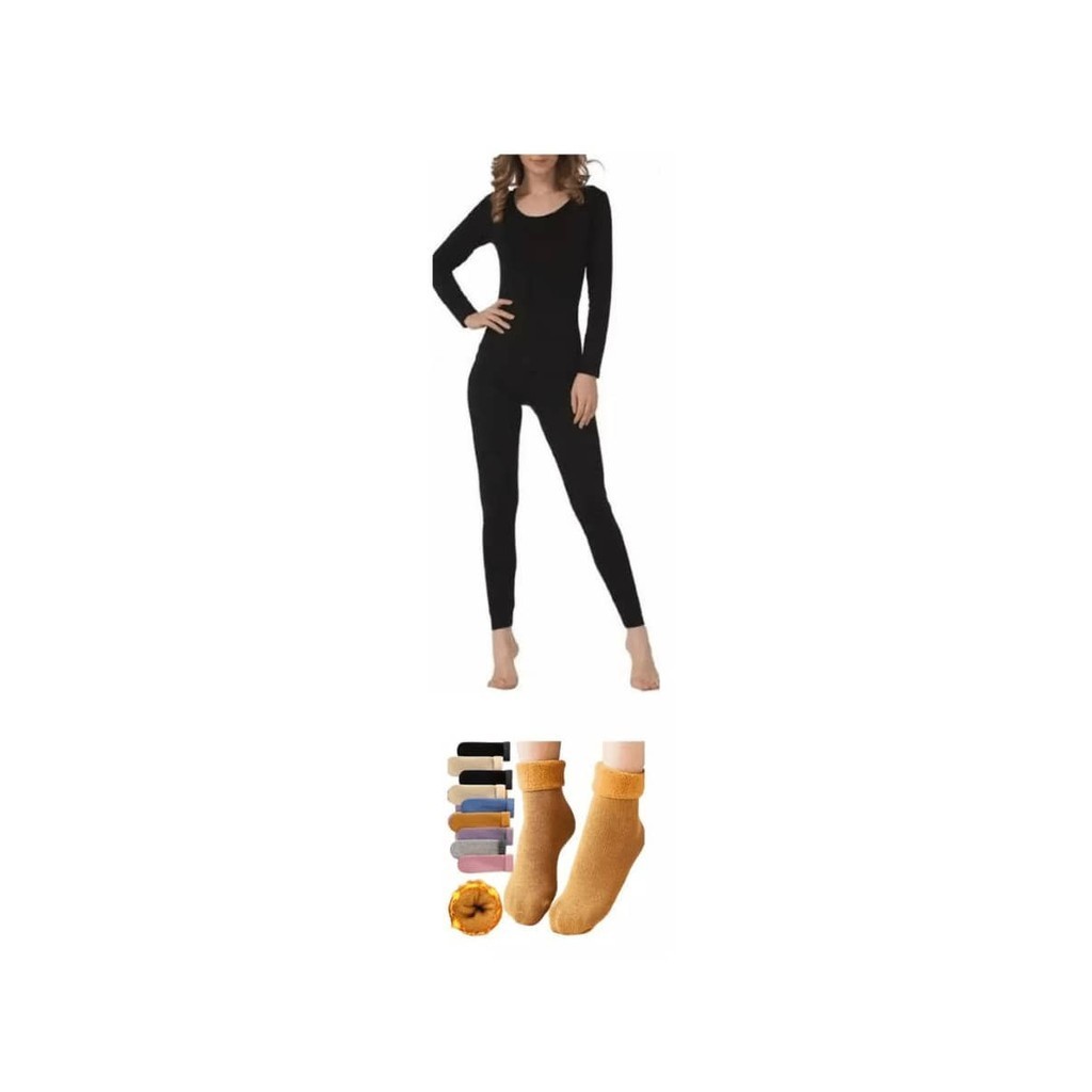 Roupa Segunda Pele Térmica Forrada peluciada Blusa+calça+meia Roupa feminina inverno neve pijama flanelado camisa uv com legging