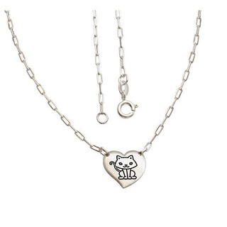 Colar Feminino Prata 925 coração gato