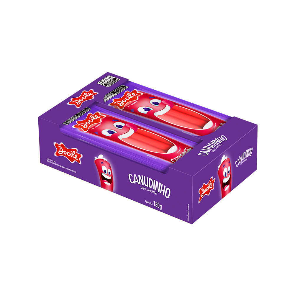 Canudinho Morango com 12un de 15g cada - Docile em Oferta na Shopee