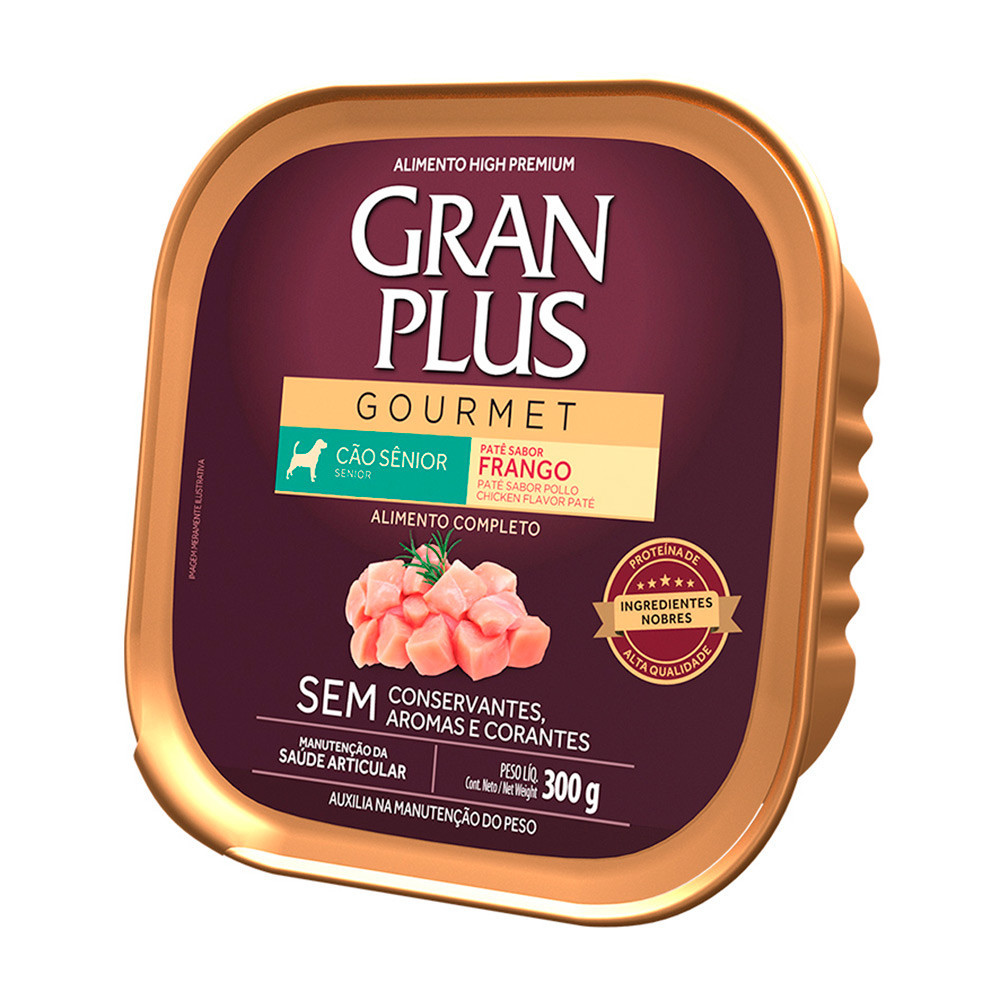 Ração Úmida GranPlus Gourmet Para Cães Sênior Patê Frango 300g em Oferta na Shopee