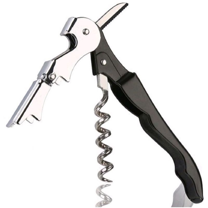Abridor de Garrafas 12cm Simples Vinho Articulado Prático Metal Preto Saca Rolhas