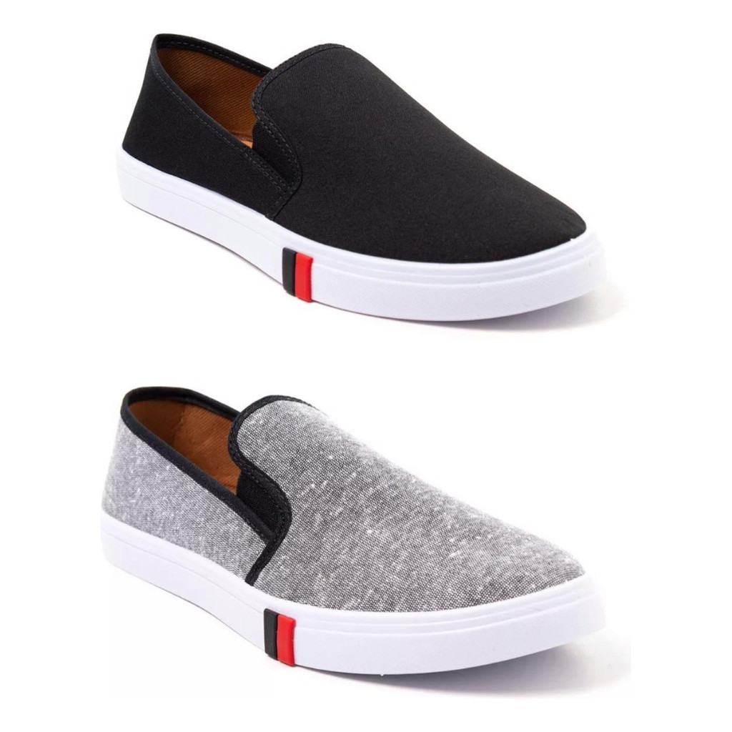 Sapatenis Masculino Iate Kit 2 Pares Tenis Sem Meia Sneaker Slipon Mule Alpagartas Casual