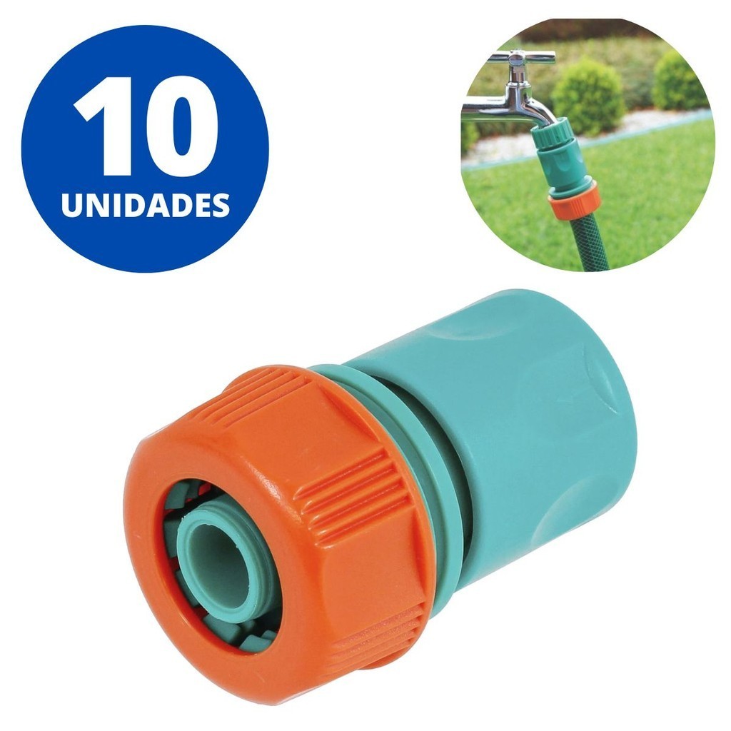 Kit 10 Engates Rápidos para Mangueira 3/4" e 5/8" Tramontina  Conector Plástico Irrigação e Jardim Obra
