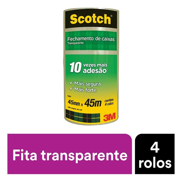 Kit 4 Fitas de Empacotamento 3M SCOTCH 5802 45MM X 45M - Stationery