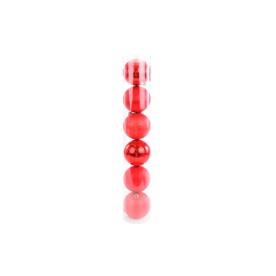 Bola de Natal em Tubo - Vermelho - 4cm - 6 unidades - Cromus - Rizzo - Home & Living