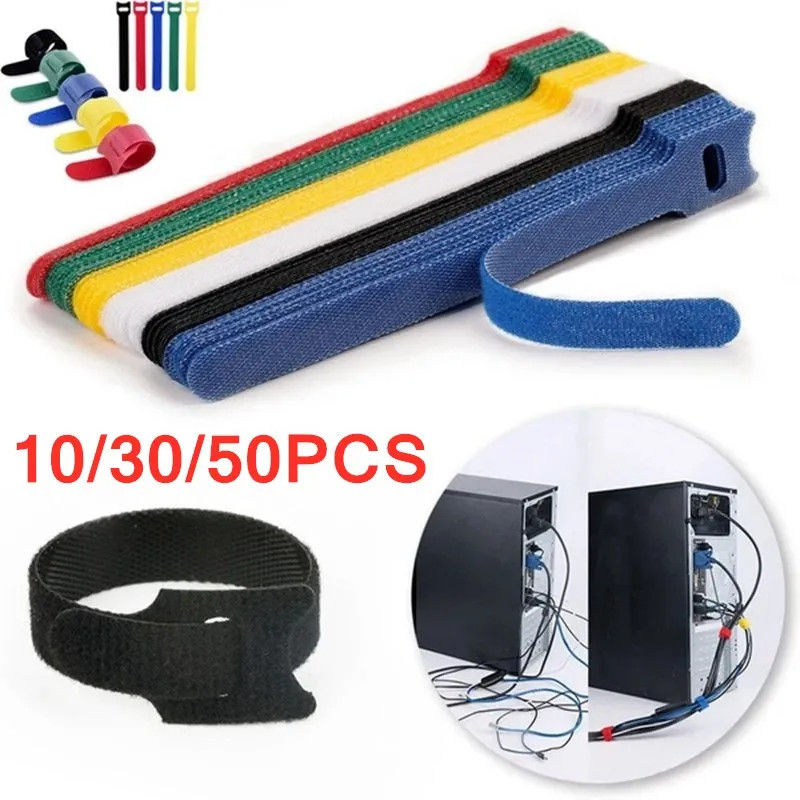 Organizador para Cabos Storm com Velcro Preto embalagem com  10 / 50