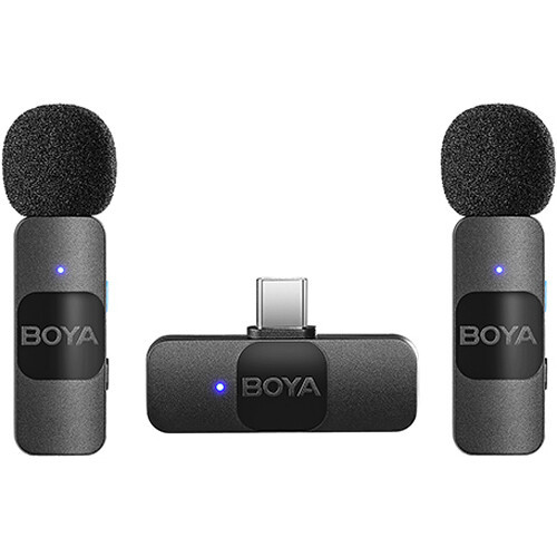 Microfone Lapela Wireless Boya BY-V20 USB-C para Android 2 Unidades