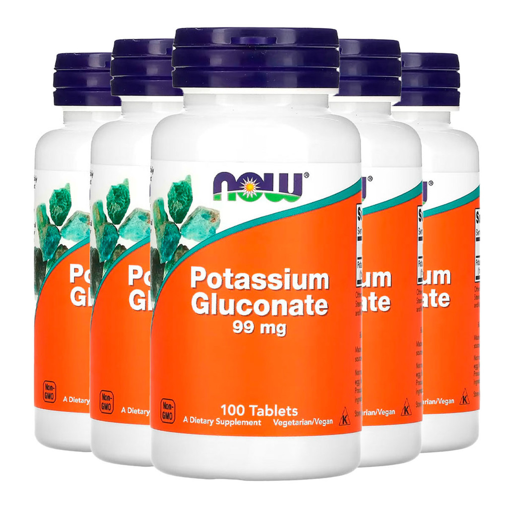 Kit 5x Gluconato de Potássio 99mg Now Foods 100 Tabs Importado /Made in Usa - Health