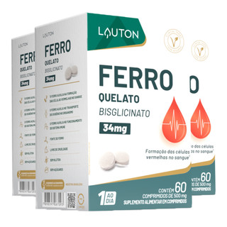 Kit 3x Ferro Quelato 34mg Lauton 60 Comprimidos em Oferta na Shopee