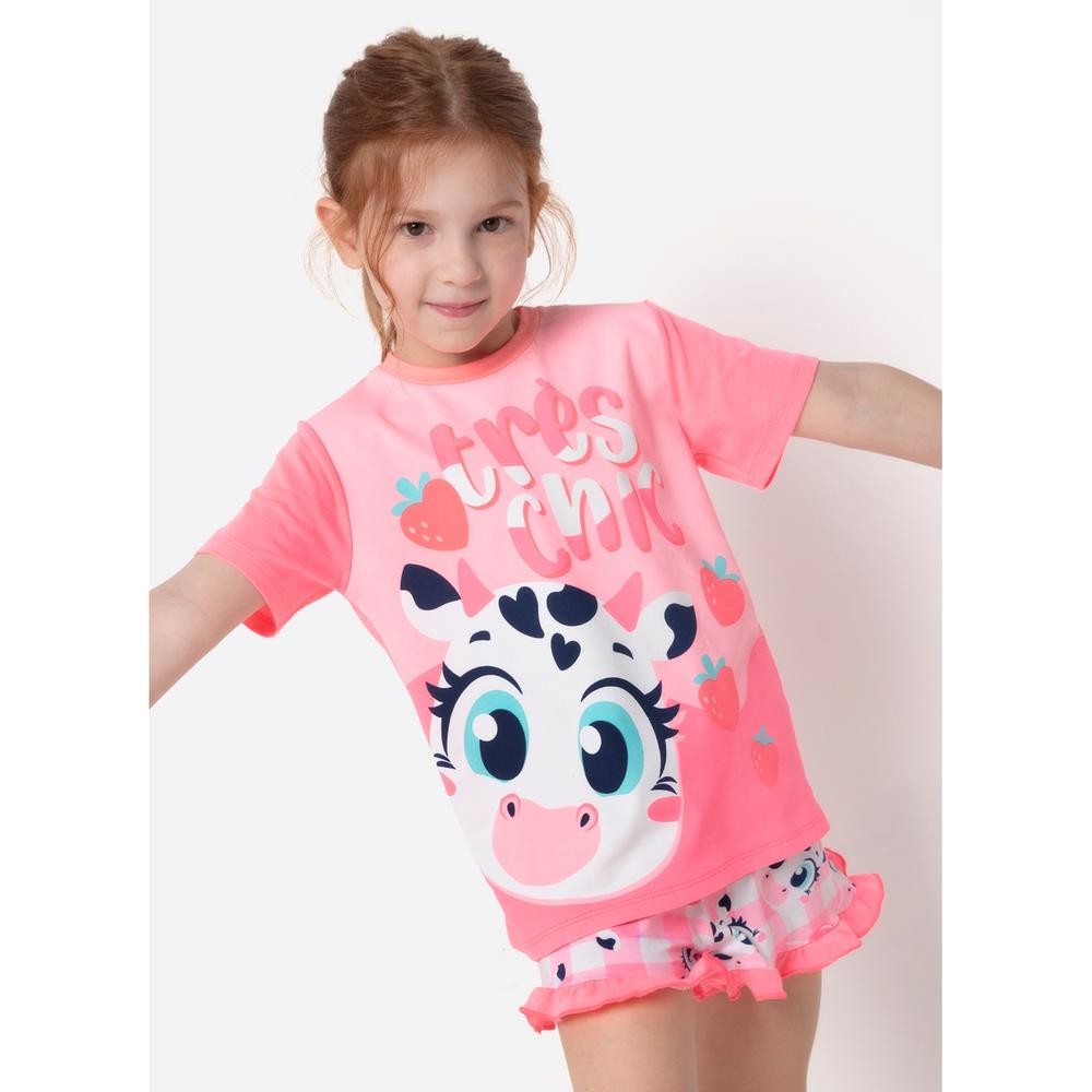 Pijama Manga Curta Viscolycra Menina Vaca Romântica - Puket em Oferta na Shopee