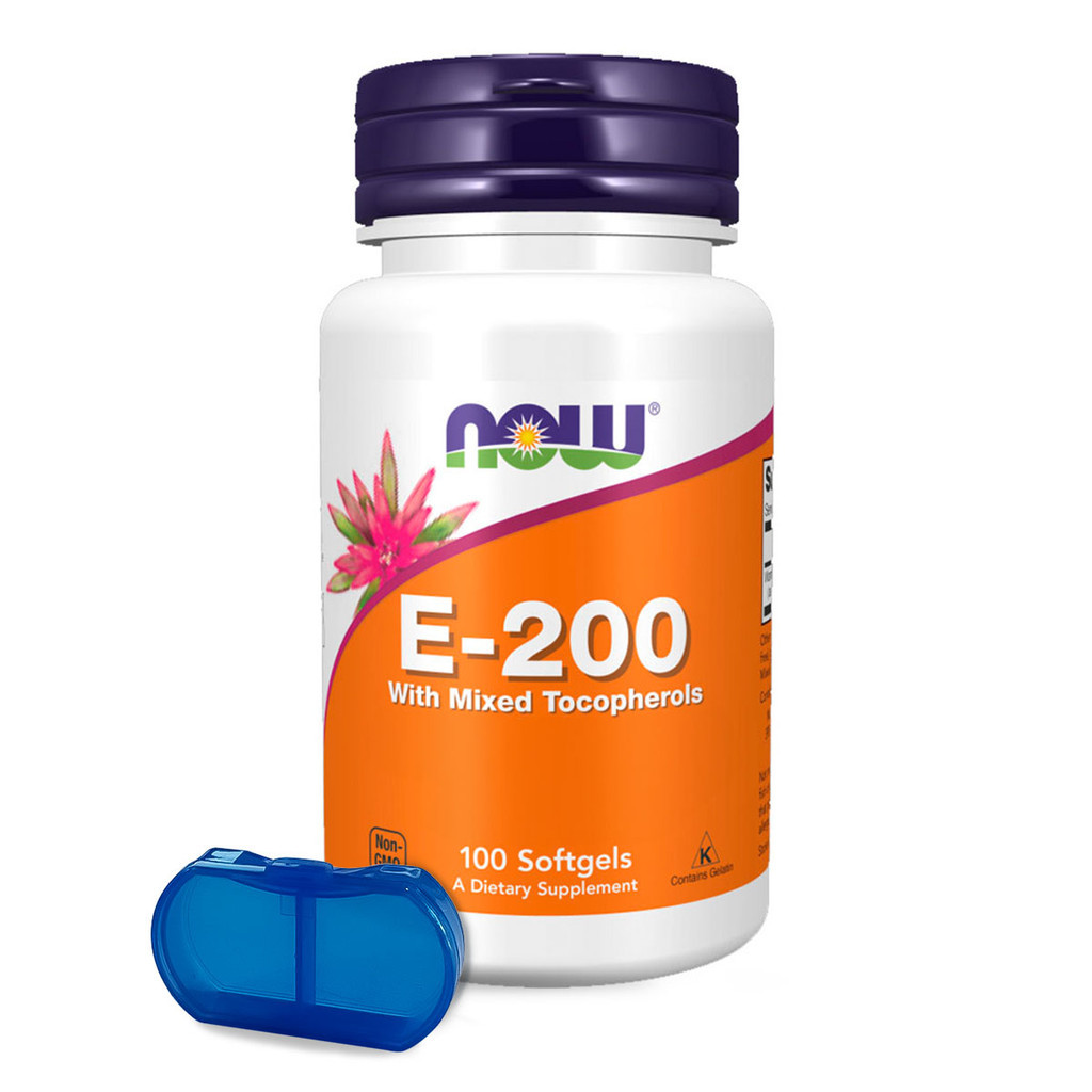Vitamina E-200 Now Foods Tocoferóis 100Sof + Porta Cápsulas em Oferta na Shopee