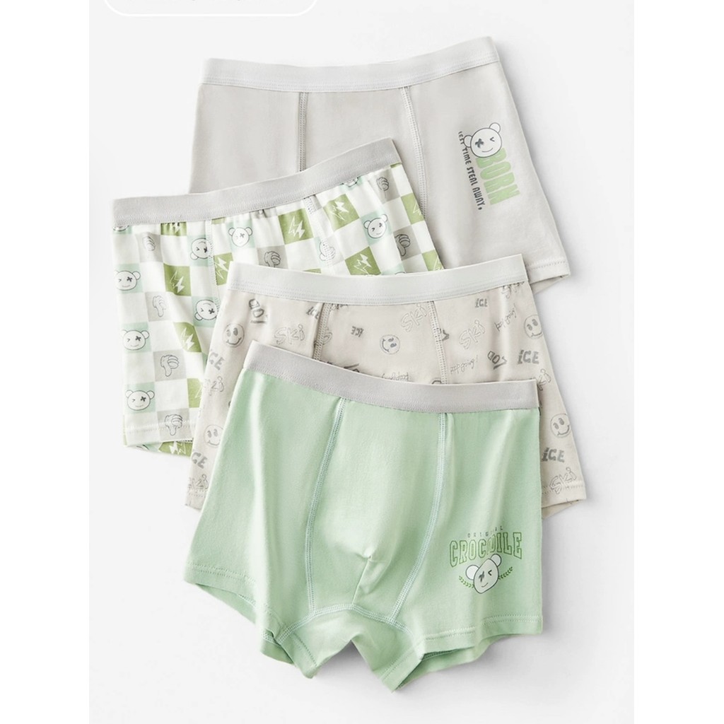 Kit 4 Cueca Boxer Menino Algodão Estampada Green