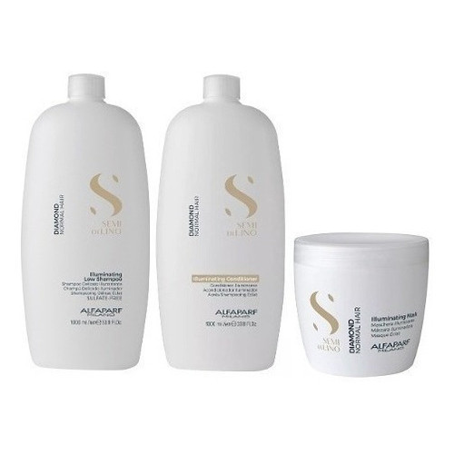 Shampoo Condicionador 1 Litro e Máscara 500ml Alfaparf Semi Di LIno Diamond