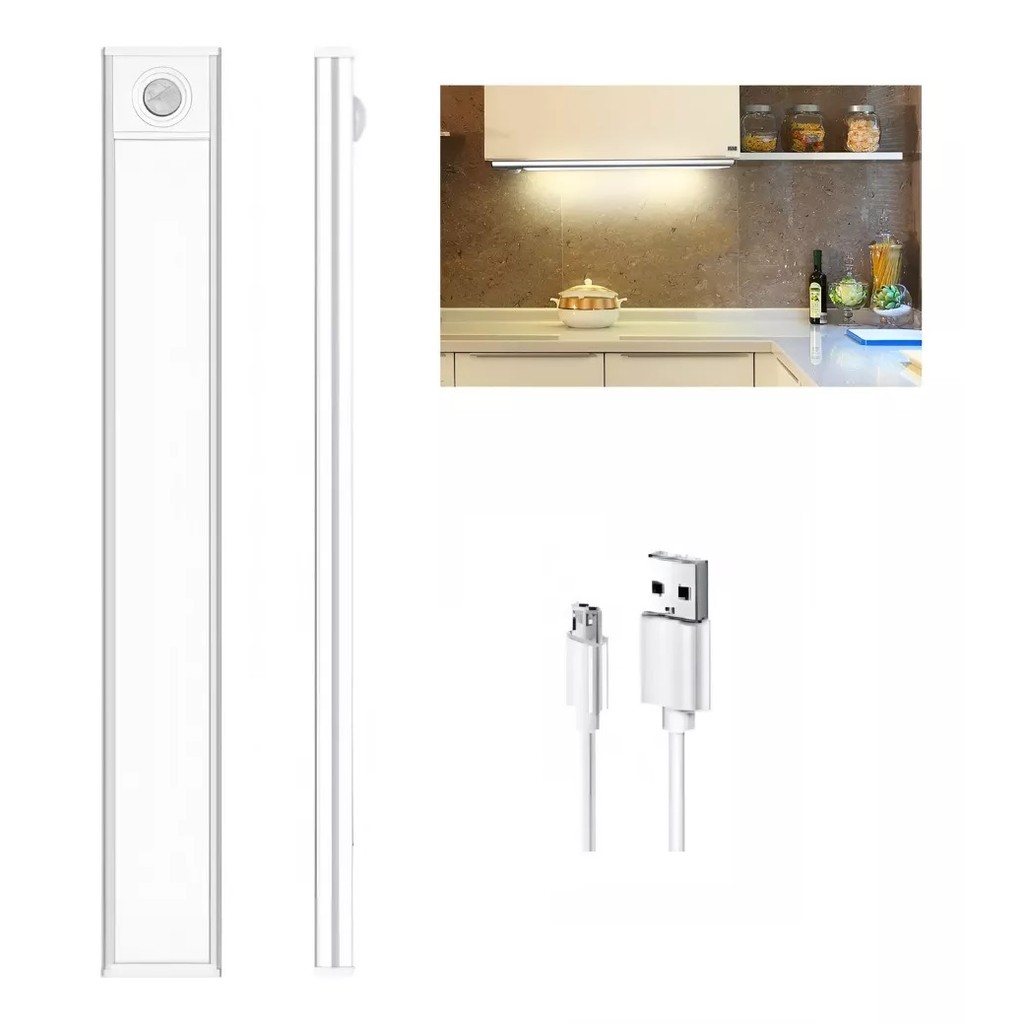 Luminária Elegante Ultrafina LED Sem Fio com Sensor de Presença noturna armário 30cm - Shark Blue