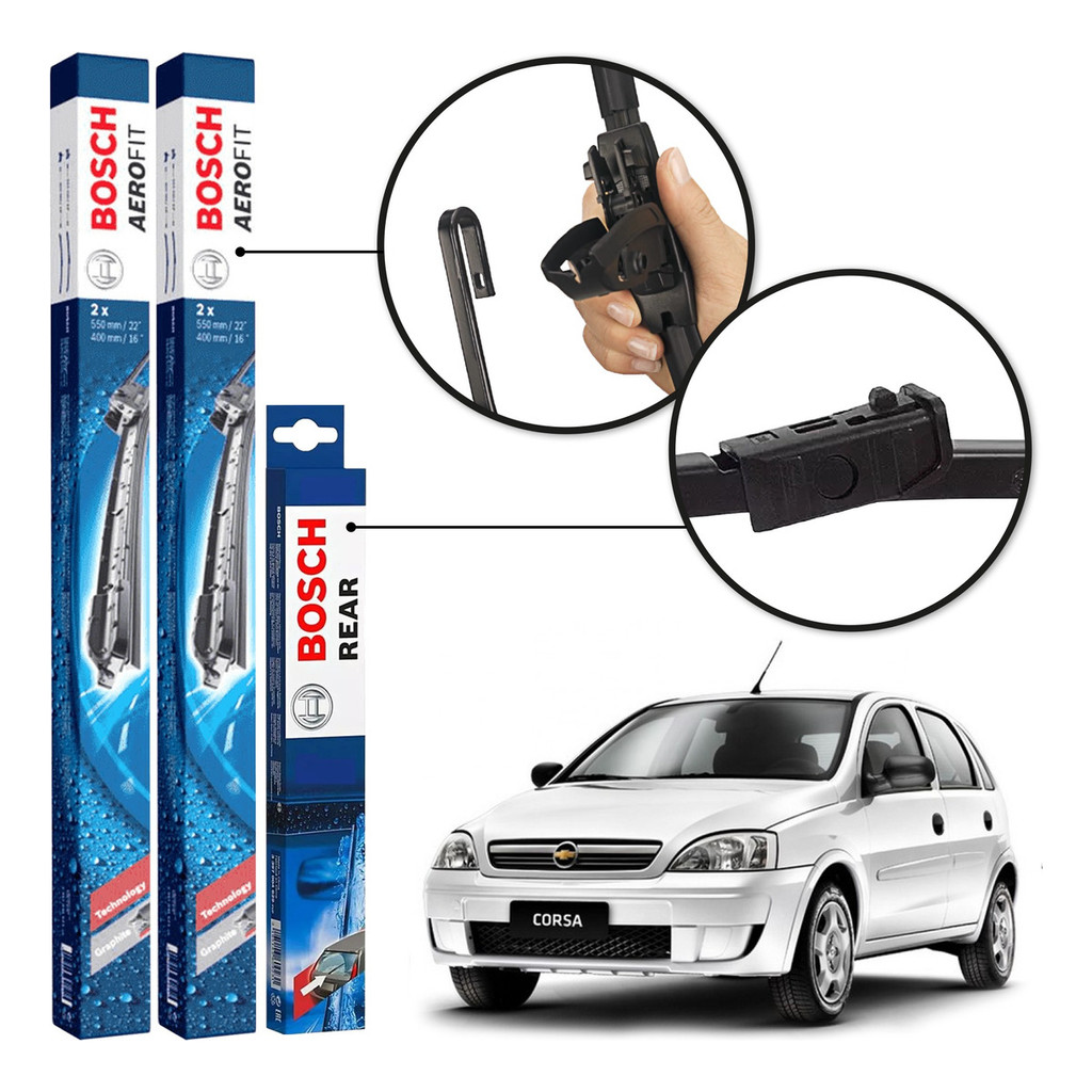 Palheta Dianteira E Traseira  Bosch Gm Corsa 2004 A 2012