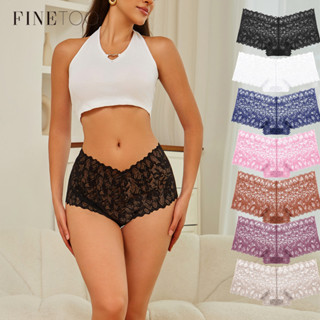 FINETOO Mulheres Boxer Shorts Floral Renda Calcinha Oca Roupa Interior Cintura Média Lingerie Sexy em Oferta na Shopee