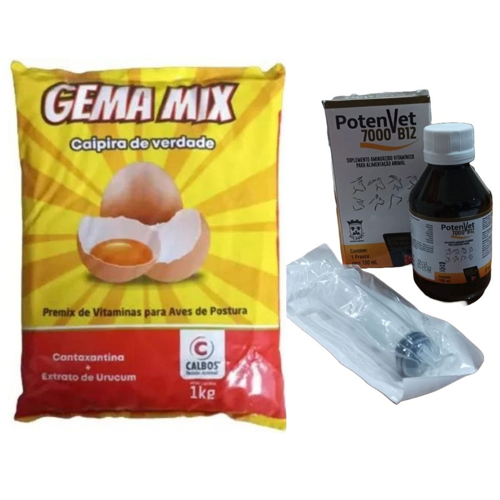 KIT SUPLEMENTO AVES POSTURA 1 GEMA MIX 1K +1 POTENVET 100ML