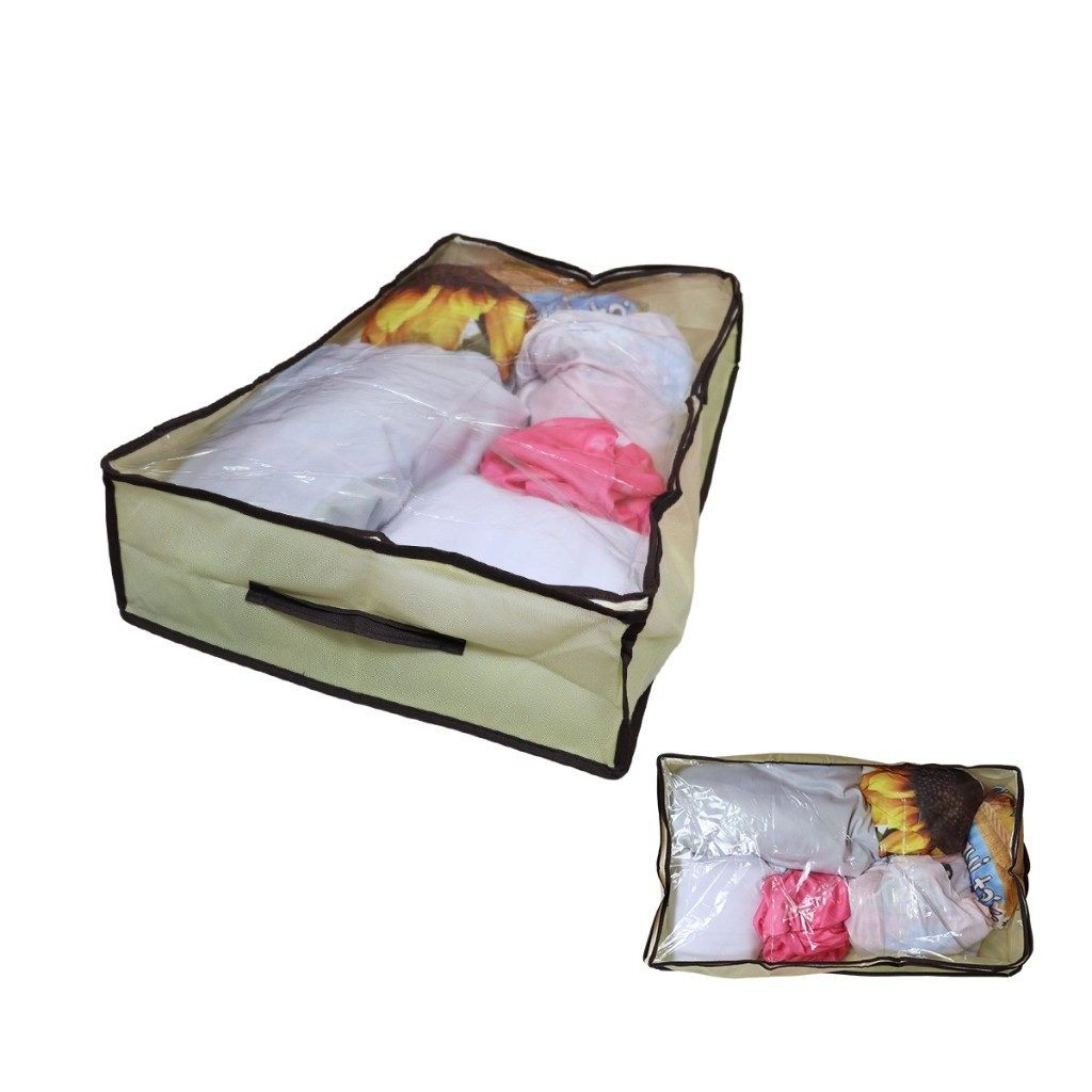 Caixa Organizadora Multiuso Dobrável com Visor plástico Transparente em Tnt 45x15x80cm