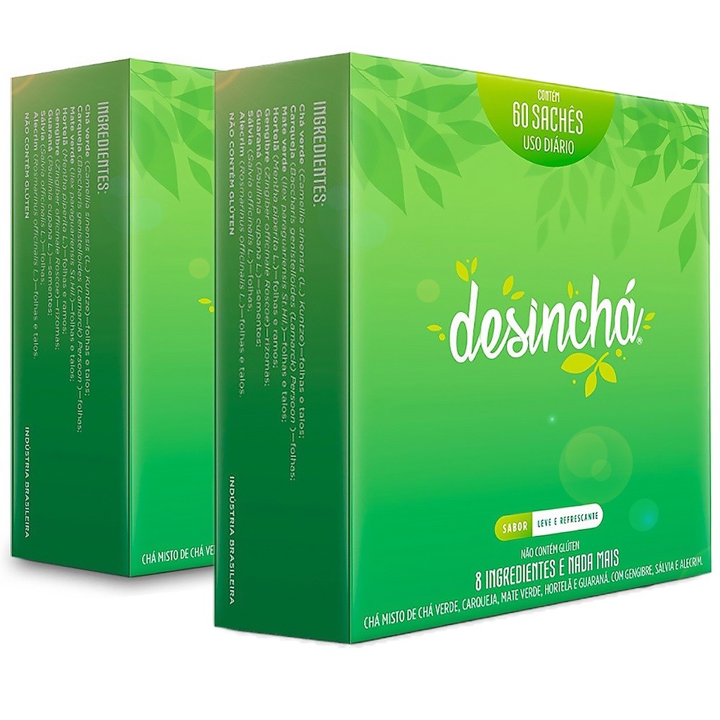 Kit 2x Caixas Desinchá Dia 60 sachês - Suplemento Alimentar Natural em Chá Uso Diário 100% Original