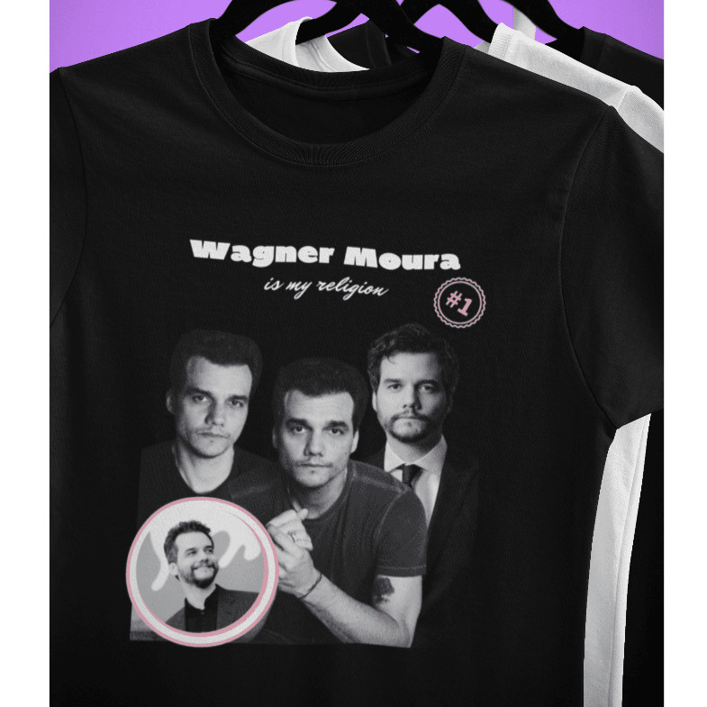 Camiseta Camisa Wagner Moura is my religion Algodão