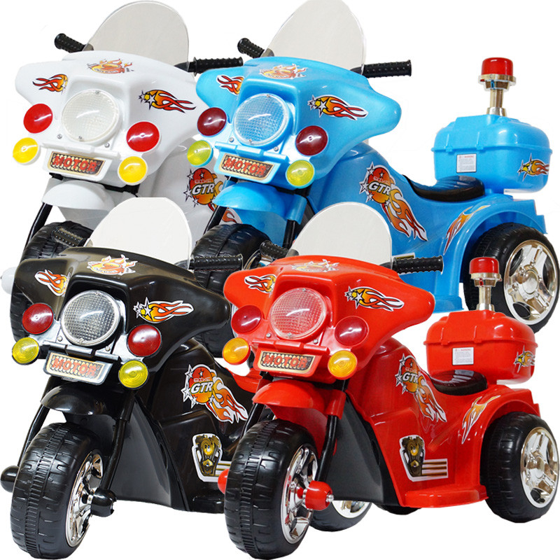 Mini Moto Elétrica Triciclo Criança Infantil Bateria 6V Importway BW006 Polícia Luz Som Bivolt