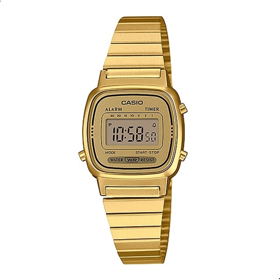 Relógio de Pulso Casio Feminino Dourado Vintage Mini Estilo Mulher Esposa LA670WGA-9DF em Oferta na Shopee