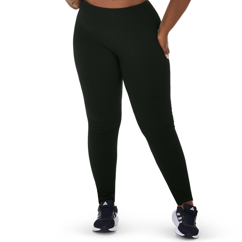 Calça Legging Fitness Plus Size sem Costura Jacquard Colmeia Preta Zee Rucci em Oferta na Shopee