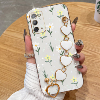 Capa Para Samsung Galaxy Note 20 Ultra 10 Lite S10 8 9 10 Pro Plus A81 A91 Pequenas Flores Galvanoplastia De Telefone Anti-Queda Com Pulseira De Amor em Oferta na Shopee