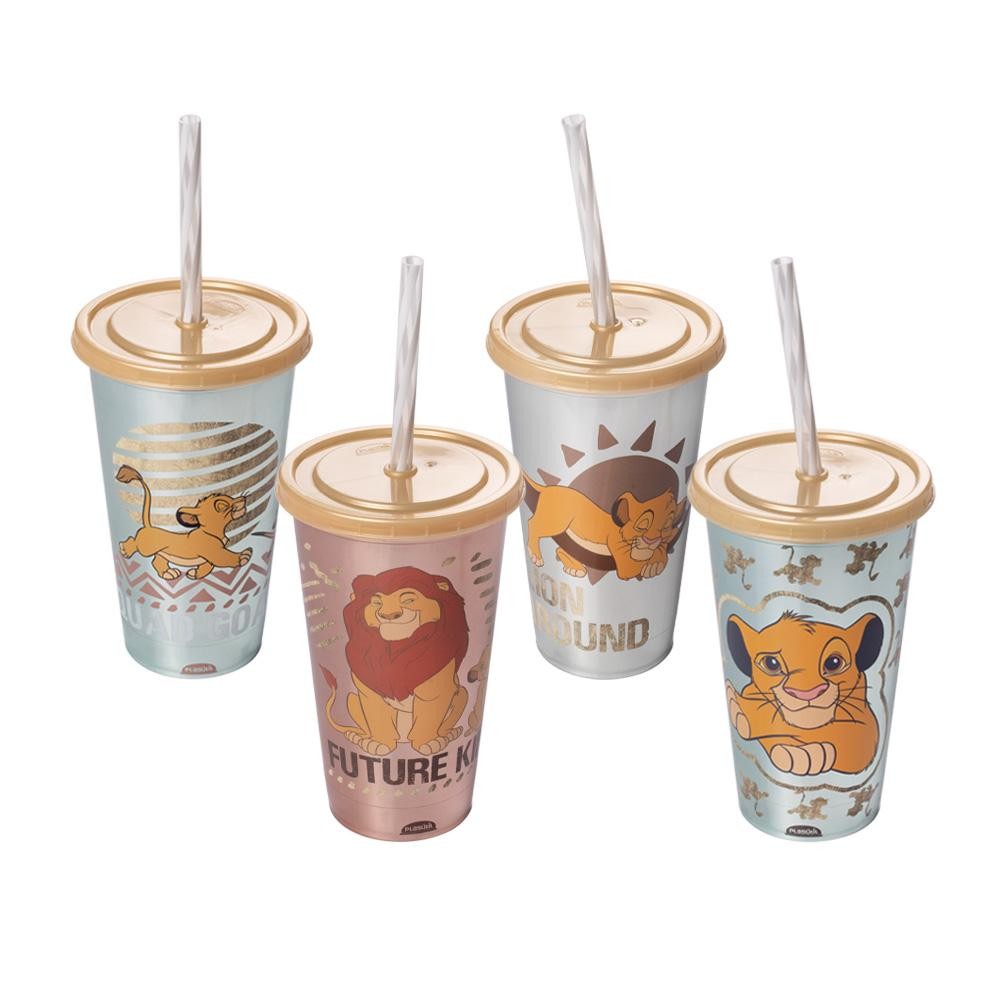 Copo com Canudo 500 ml Rei Leão 1 Peça Sortido Plasútil em Oferta na Shopee