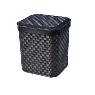 Lixeira Cesto Rattan 5L Preta C/ Tampa Cozinha Banheiro Pia