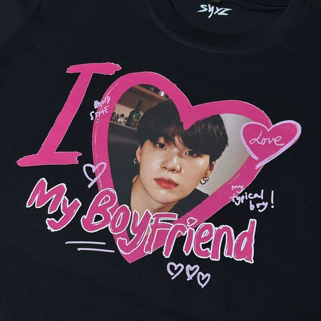 Blusa Camiseta Camisa BTS I Love My Boyfriend Allmember Jimin Jungkook Taehyung Algodão