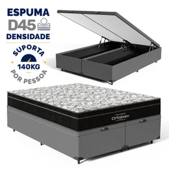Cama Box Baú com Colchão de Espuma D45 Ortobom Airtech Ortopillow Queen 138cm