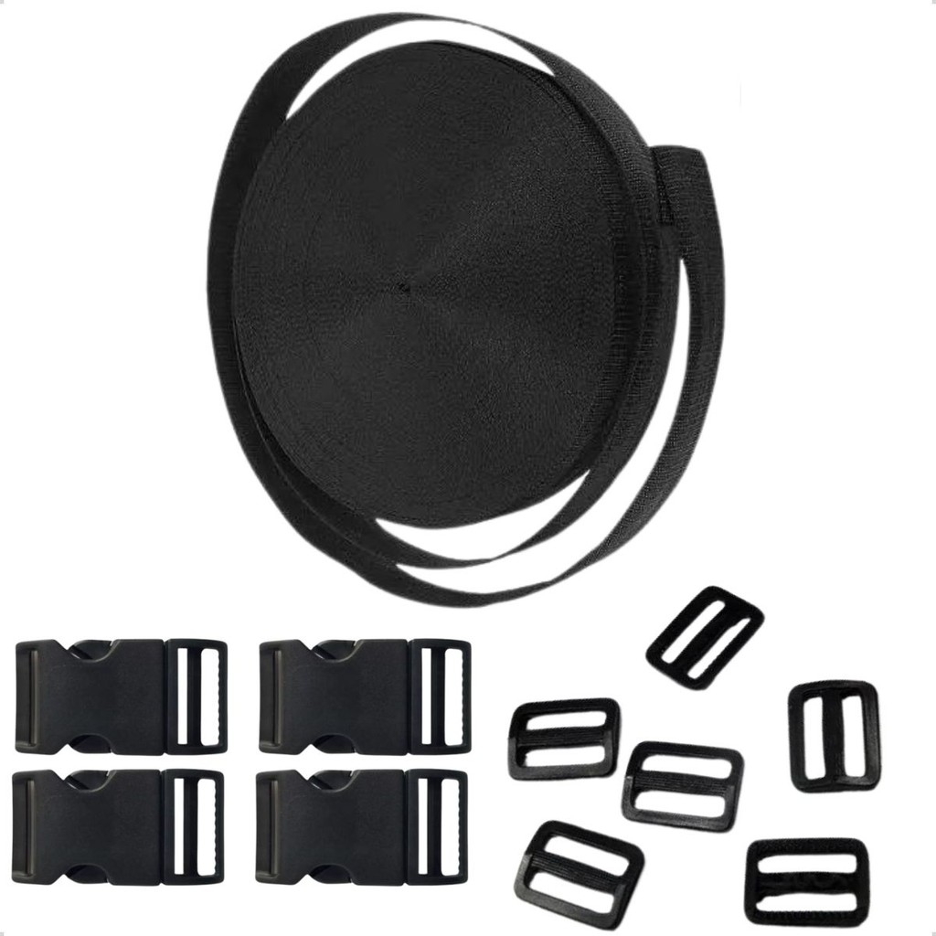 KIt 10 Metros Cinta Ca + 10 Fechos + 10 Reguladores 15mm