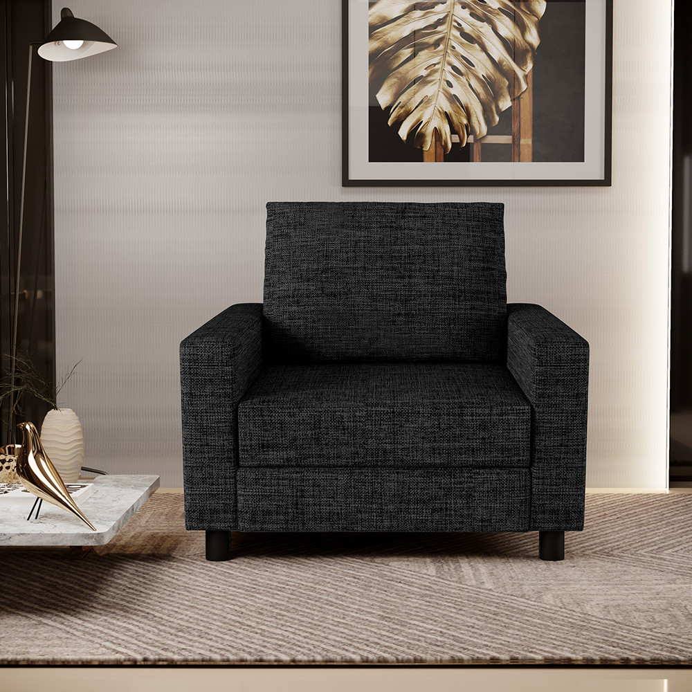 Poltrona Decorativa Para Sala De Estar E Recepção Malta L02 Linho Chumbo - Lyam Decor em Oferta na Shopee