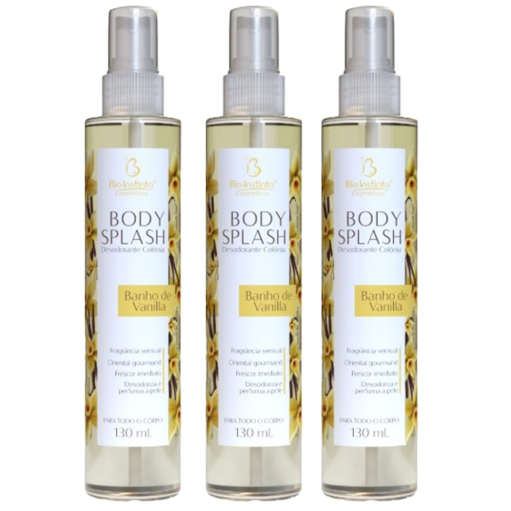 Kit 3 Body Splash Banho De Vanilla 130Ml - Bio Instinto