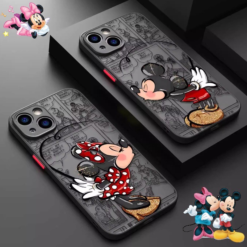 Mickey Minnie caso de telefone adequado para iPhone 11 12 13 14 15 Pro Max Plus X XS XR 7 8 Disney casal duro à prova de choque caso de telefone