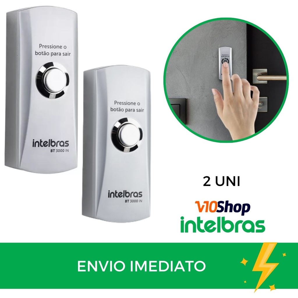 2 Botoeira Inox para abertura de portão BT 3000 IN-Intelbras