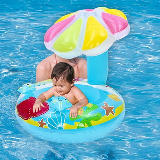 Boia Bebê Cobertura Coqueiro Cogumelo Inflável Protege Do Sol Assento Fralda