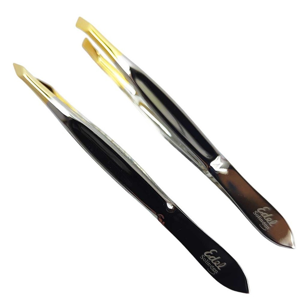 2 Pinças Sobrancelha Linha Premium Edel Solingen - Fina Triangular e Chanfrada