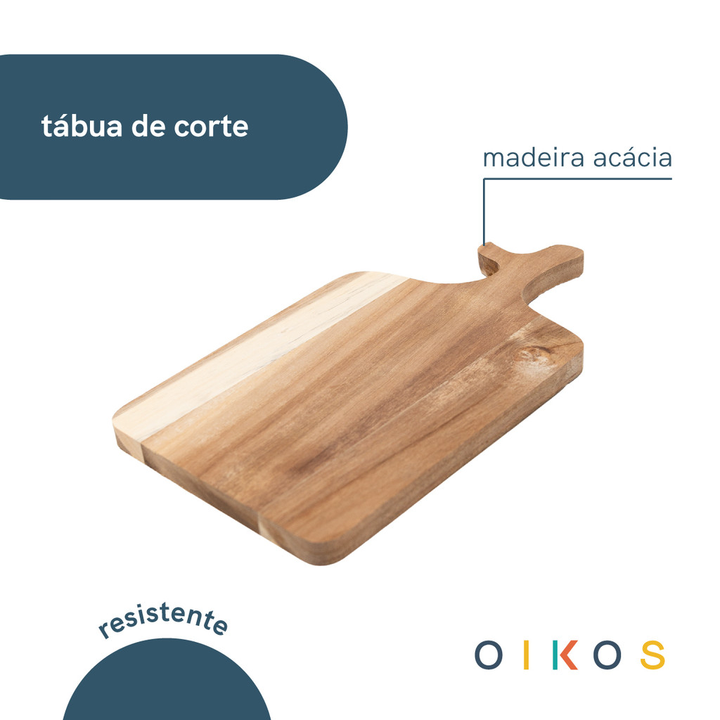 Detalhes do tábua de madeira acácia 32cm de corte rústica - Oikos