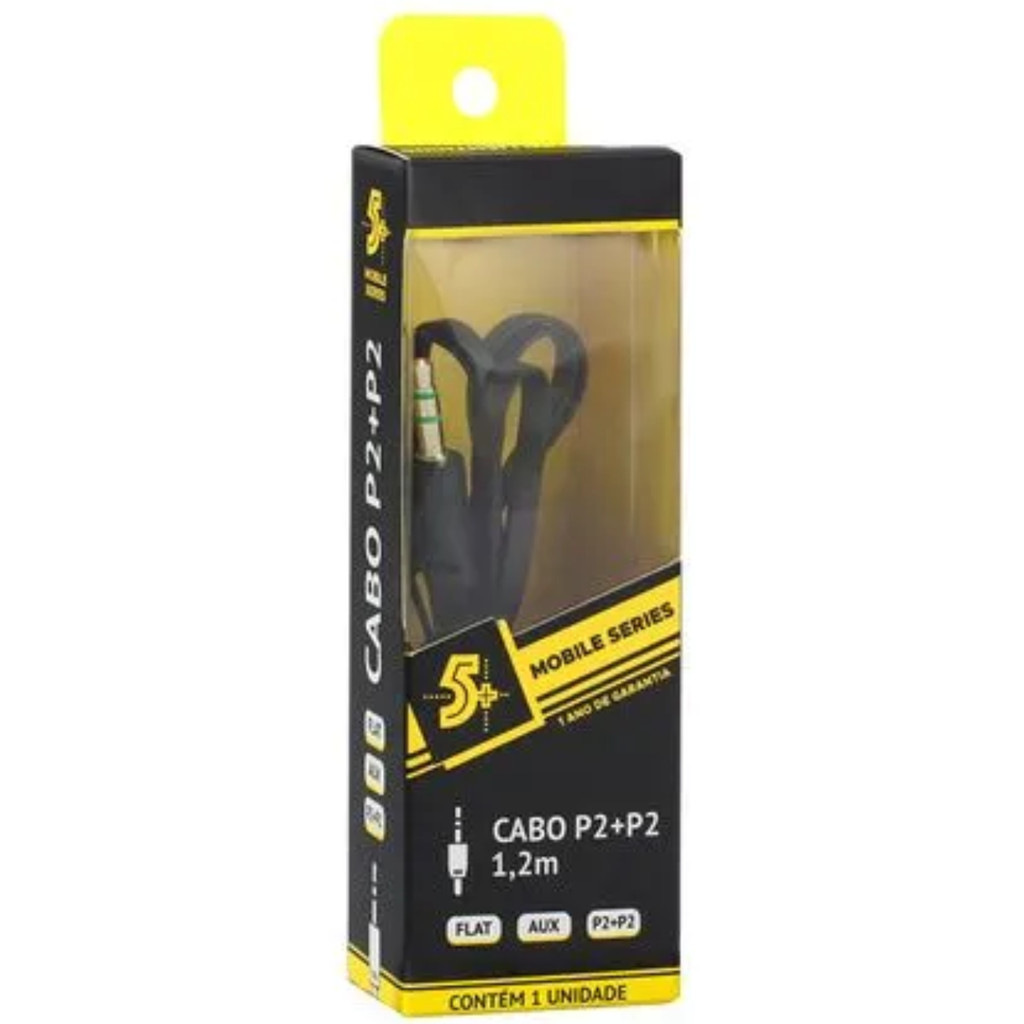 CABO P2 MOBILE - P2 + P2 ESTEREO FLAT 1.20M - PRETO