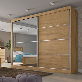 Guarda Roupa Casal com Espelho 2 Portas de Correr 4 Gavetas Verona Plus Flex Color Made Marcs em Oferta na Shopee