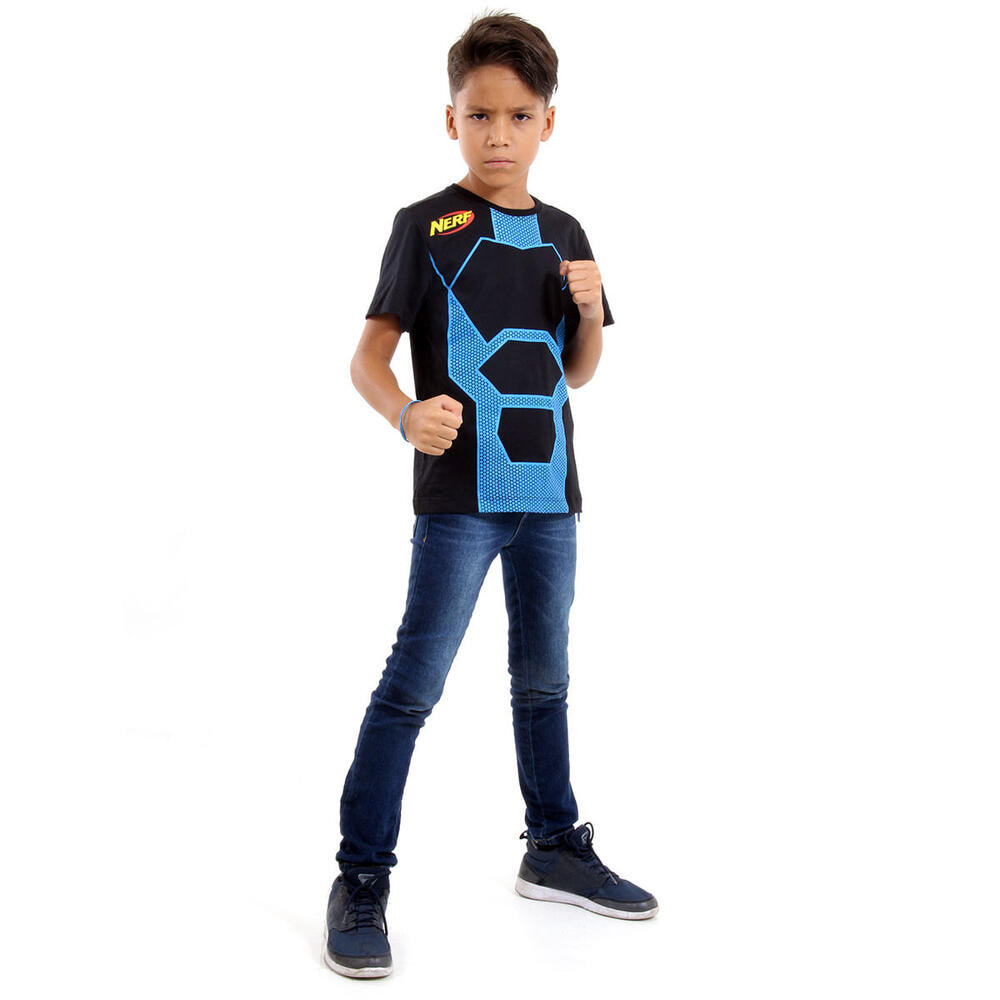Camiseta Infantil Nerf Azul Algodão Abrakadabra Fantasias