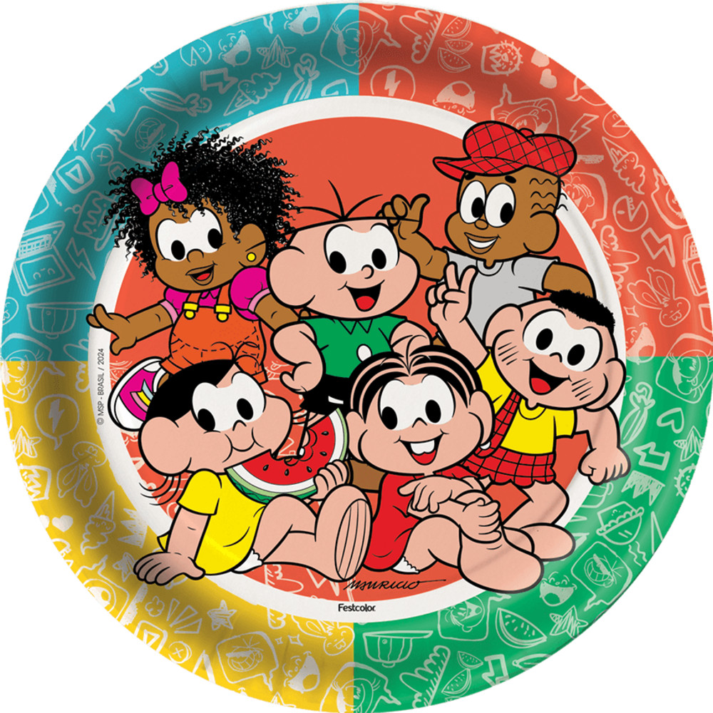 Prato Descartável Turma Da Mônica  Pacote Com 8 Unidades em Oferta na Shopee