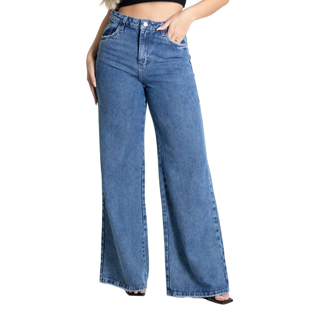Calça Jeans Sawary Wide Leg - 280229 em Oferta na Shopee